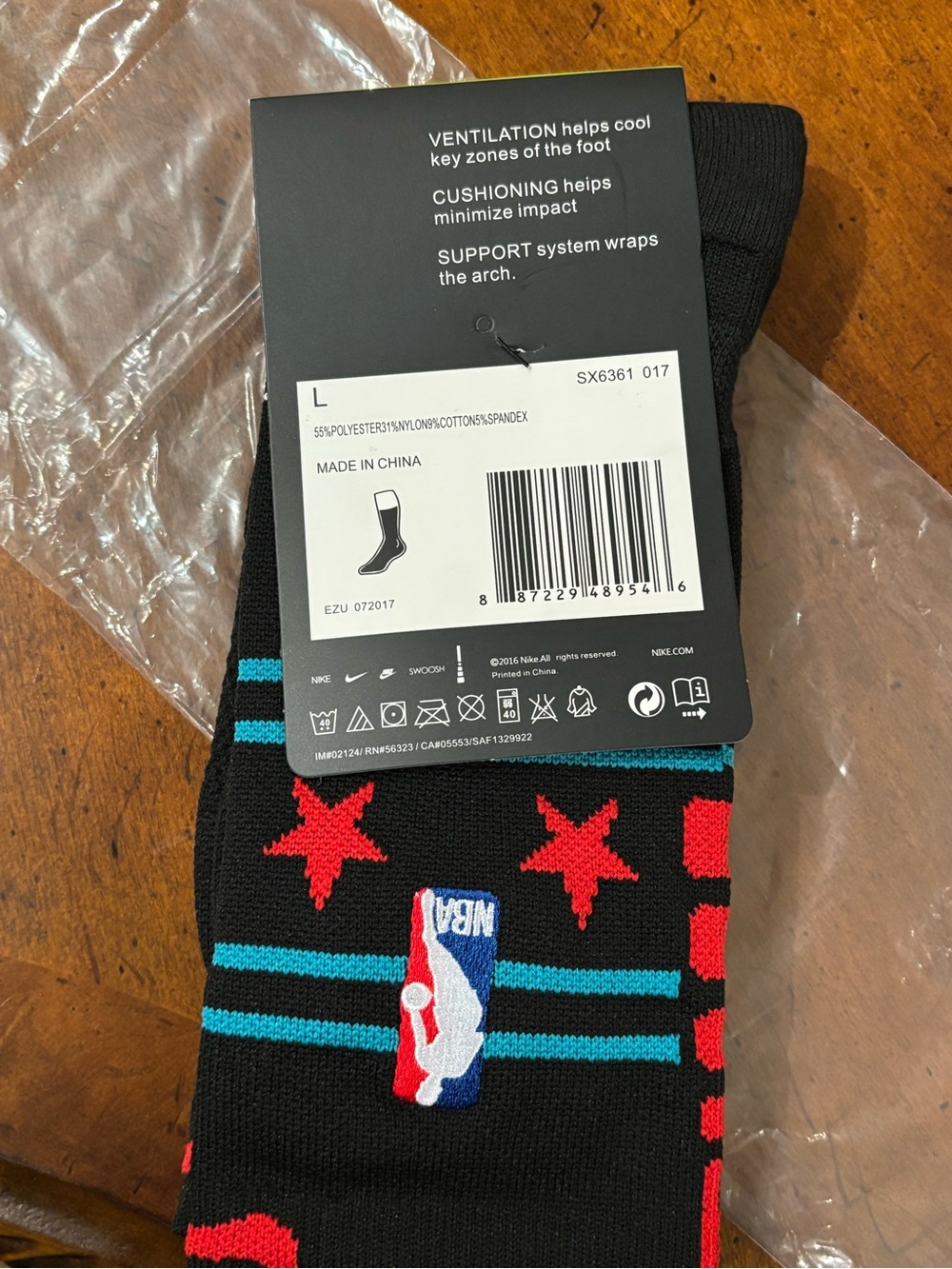 Nike NBA Elite Quick Crew black all star print socks - Picture 3 of 4